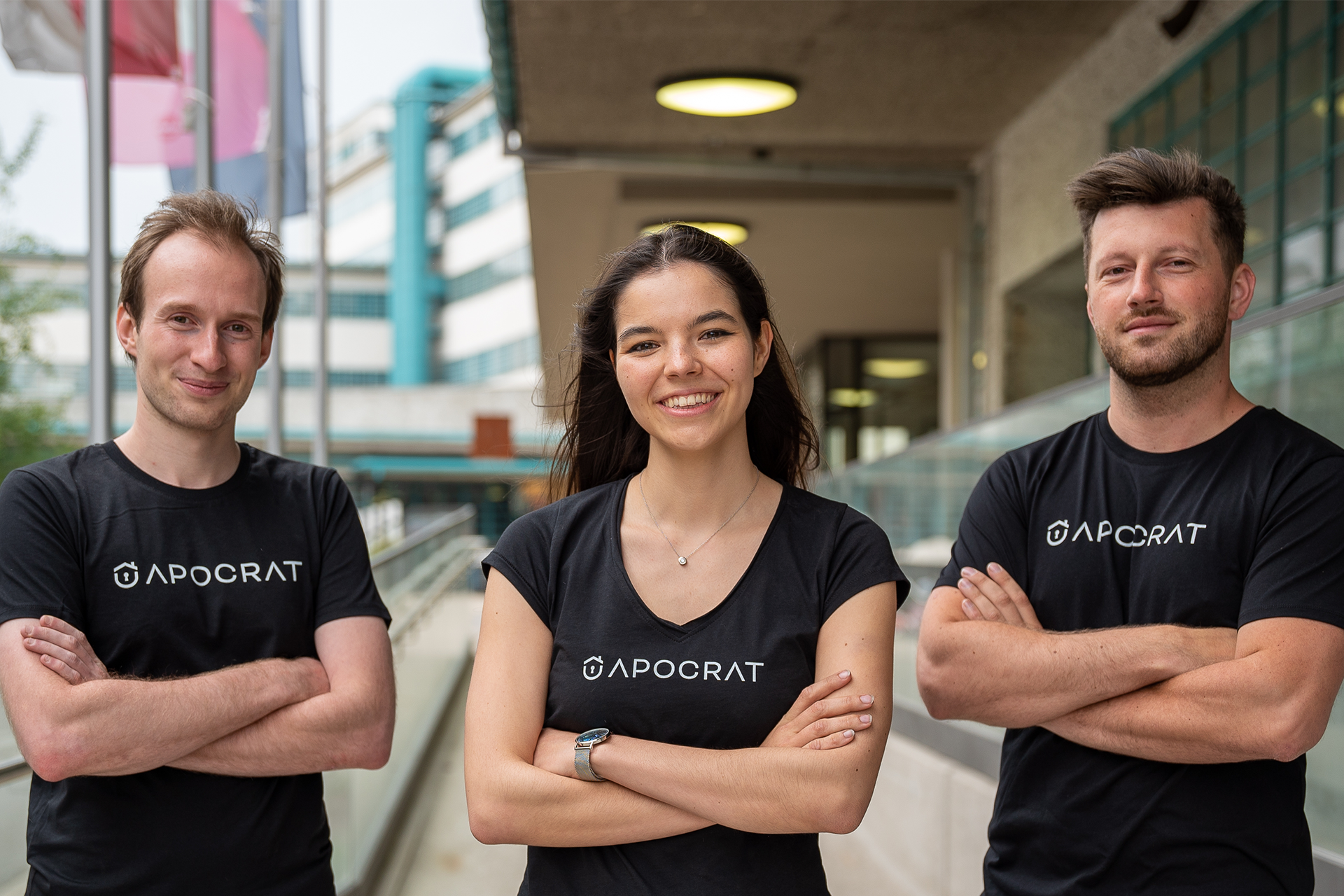 Header showing the three founders of APOCRAT